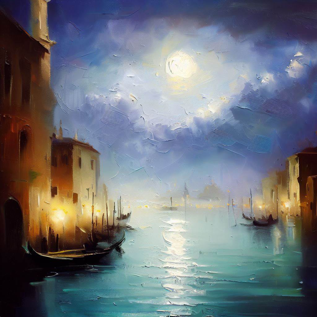 Venice at Night Oil Painting II