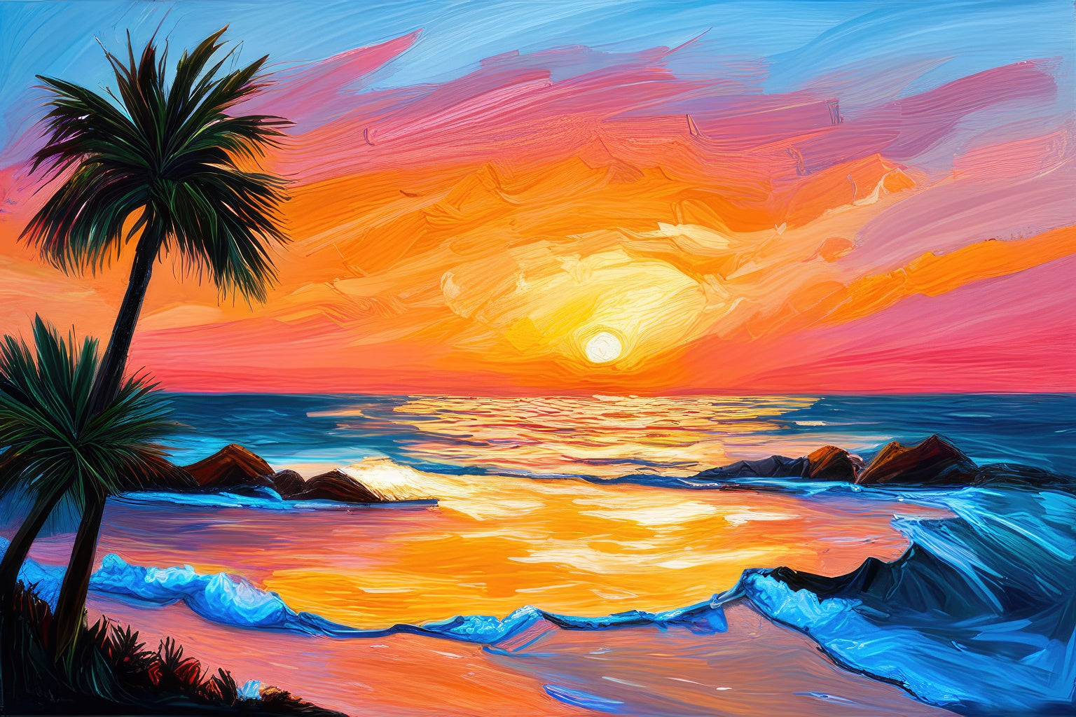 colorful sunset on the beach