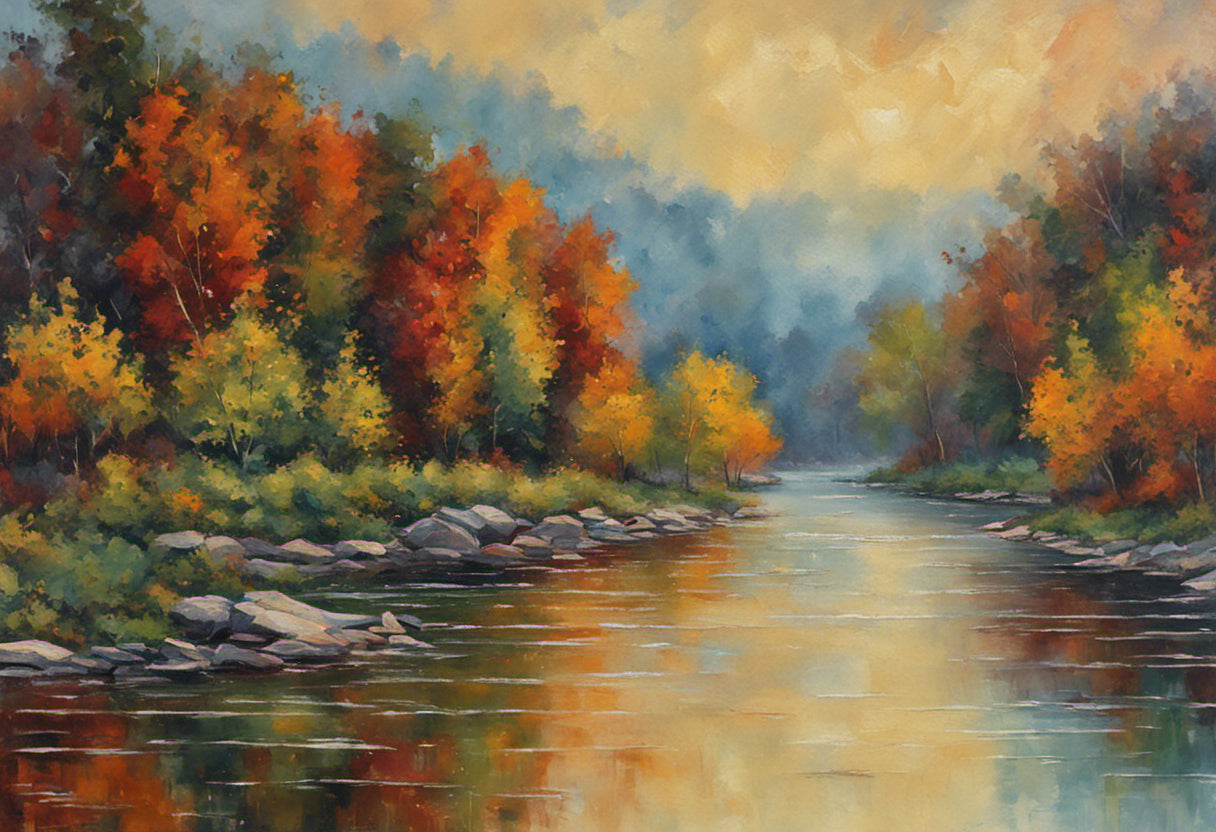 -WINTER STREAM- authentic Original oil painting