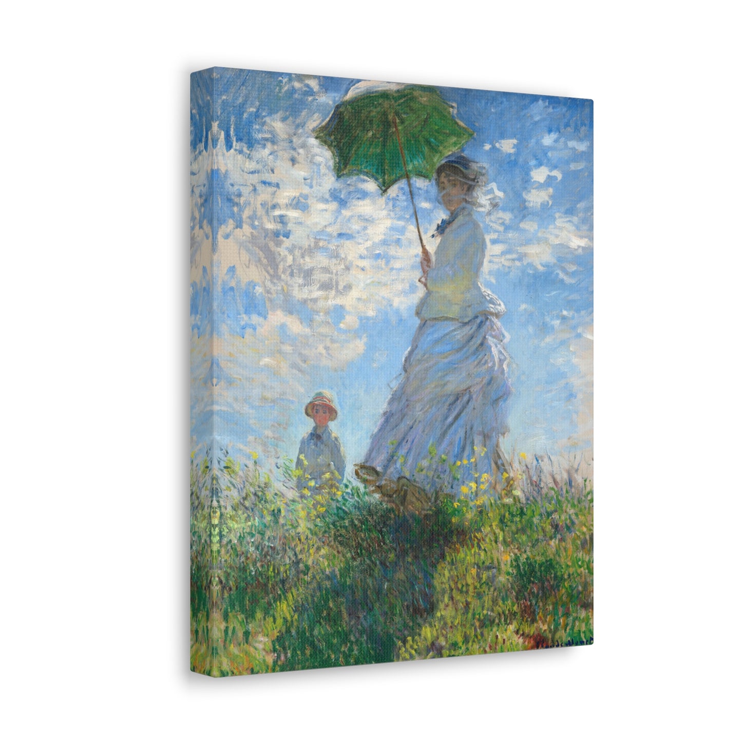 Woman with a Parasol - Madame Monet and Her Son by Claude Monet Canvas Print