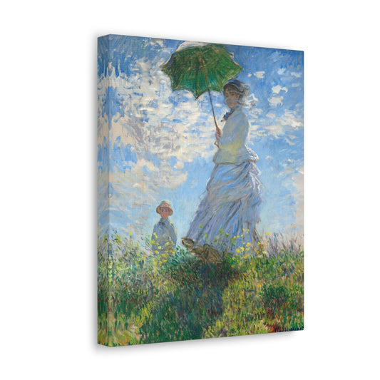 Woman with a Parasol - Madame Monet and Her Son by Claude Monet Canvas Print