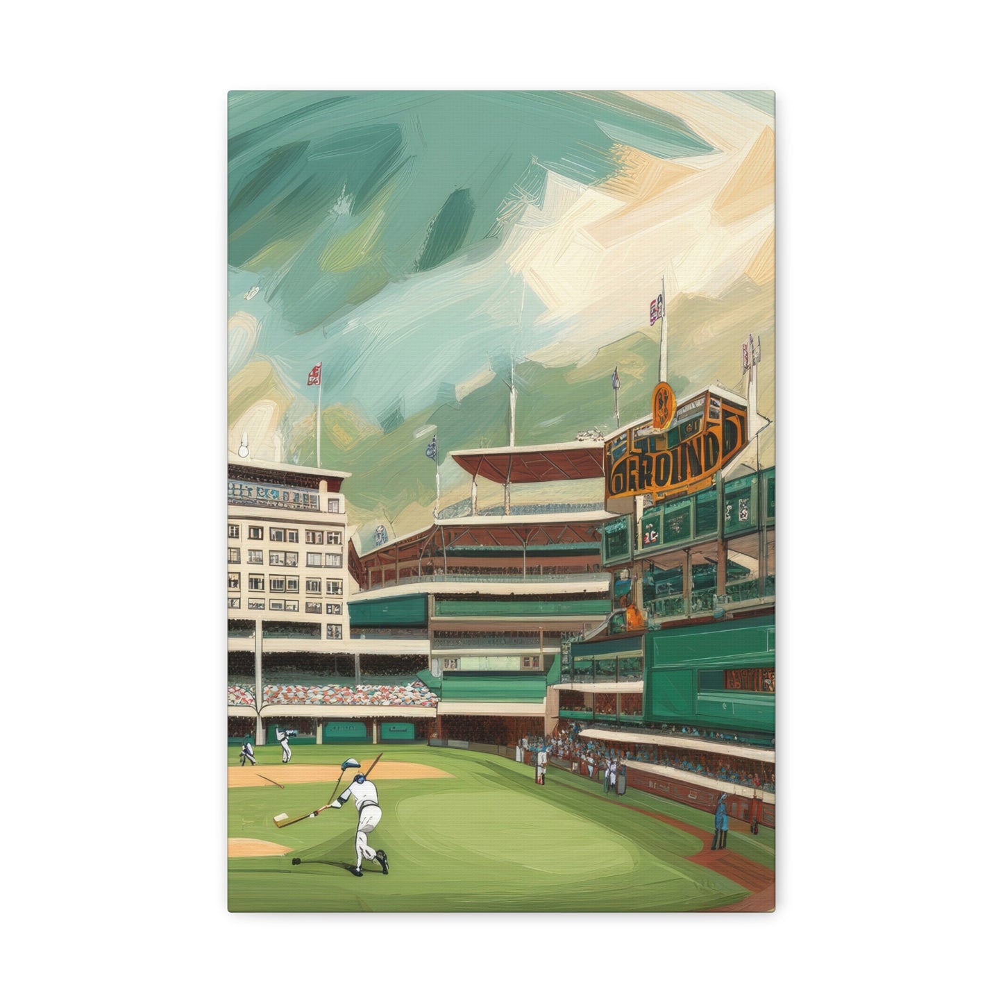 Baseball Game at The Polo Grounds Oil Painting II Canvas Print