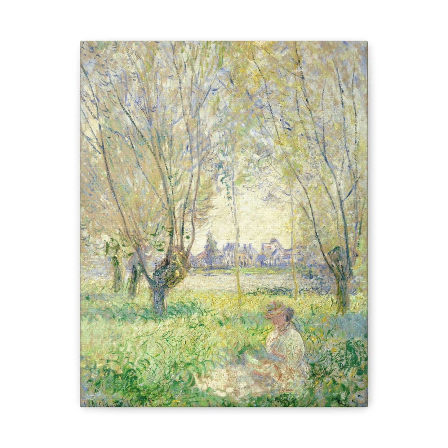 Woman Seated under the Willows by Claude Monet Canvas Print