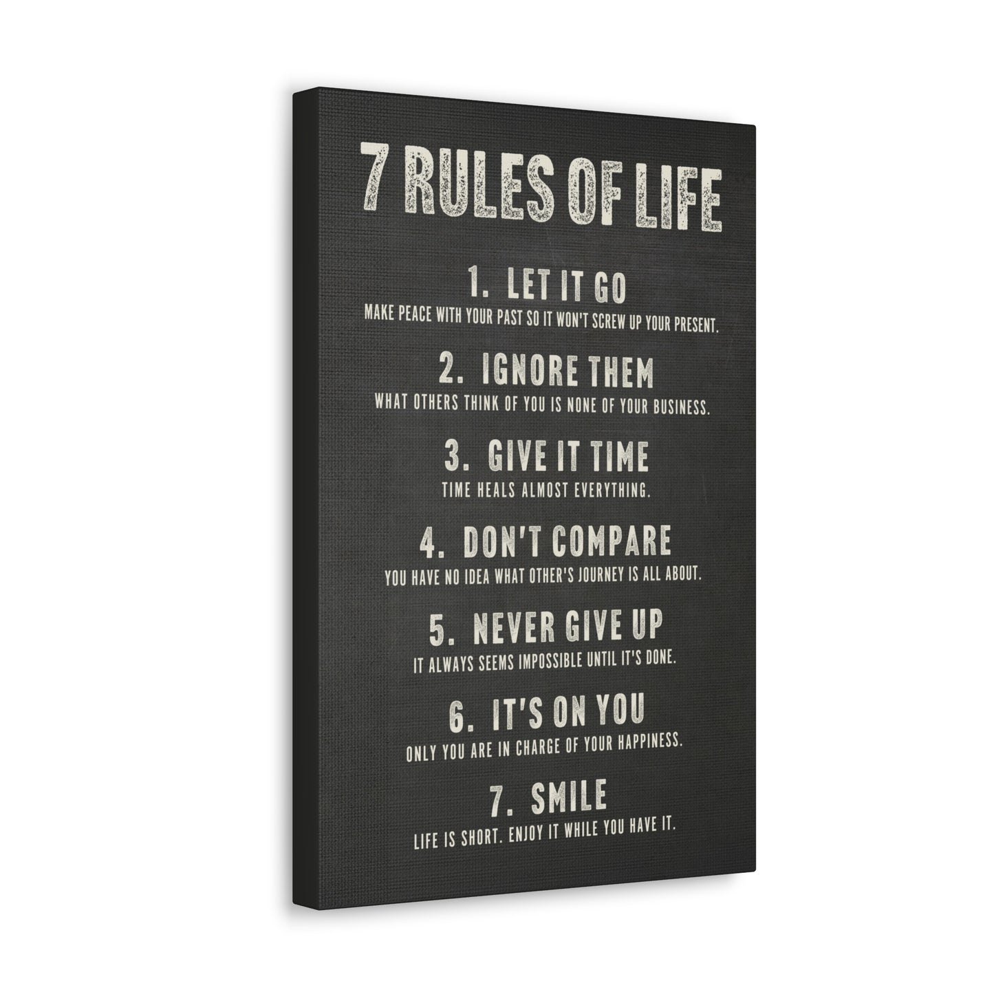 7 Rules of Life Inspirational Canvas Print