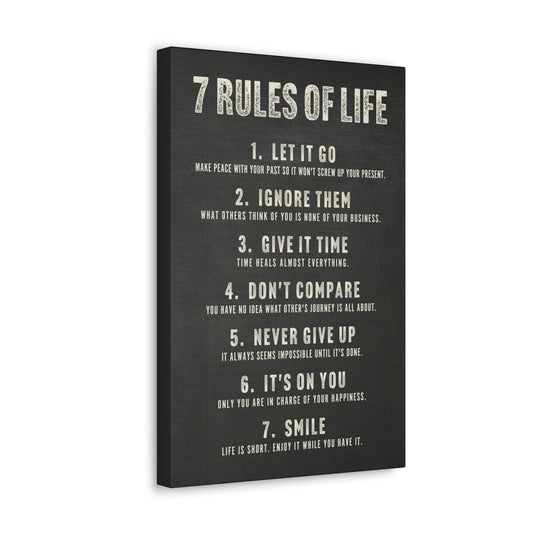 7 Rules of Life Inspirational Canvas Print