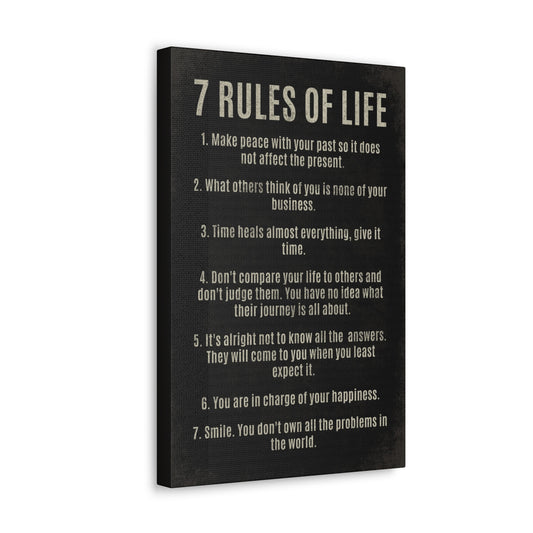 7 Rules Of Life Motivational Canvas Print