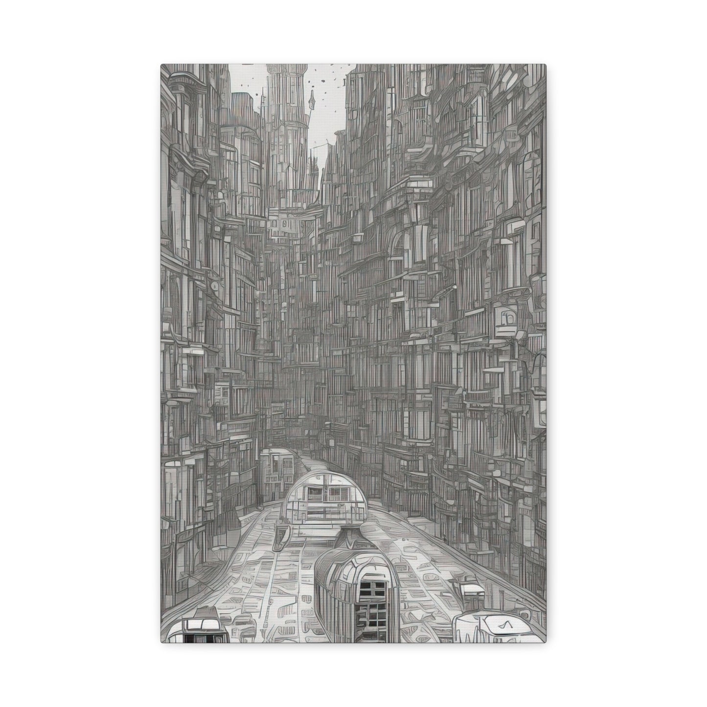 Abstract Cityscape in Pencil Canvas Print