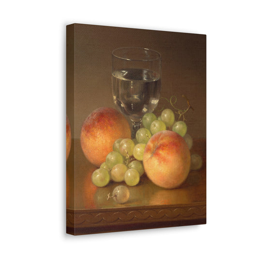 Still Life, Wineglass, Two Peaches by Robert Spear Dunning Canvas Print