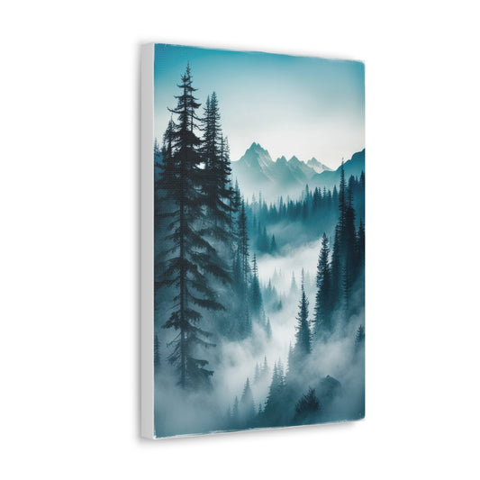 Misty Mountain Forest at Dawn Photograph II Canvas Print