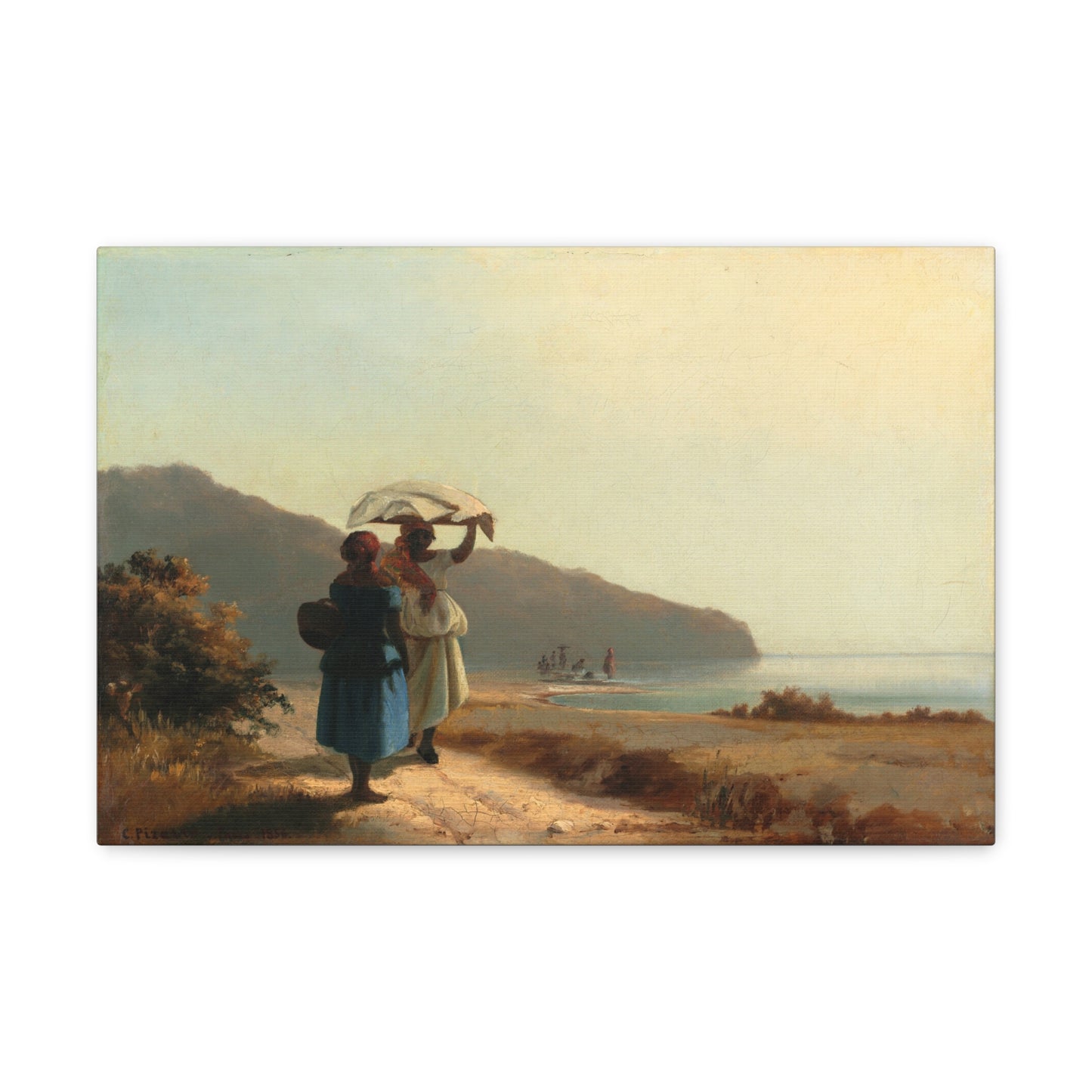 Two Women Chatting by the Sea, St. Thomas by Camille Pissarro Canvas Print