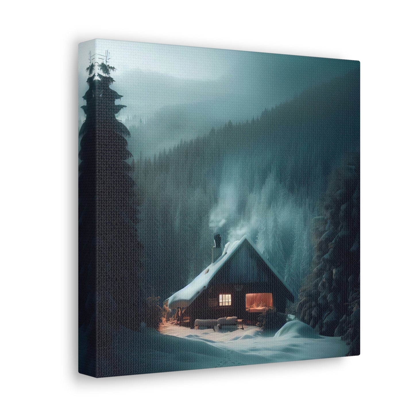 Cabin in The Snow Digital Painting I Canvas Print