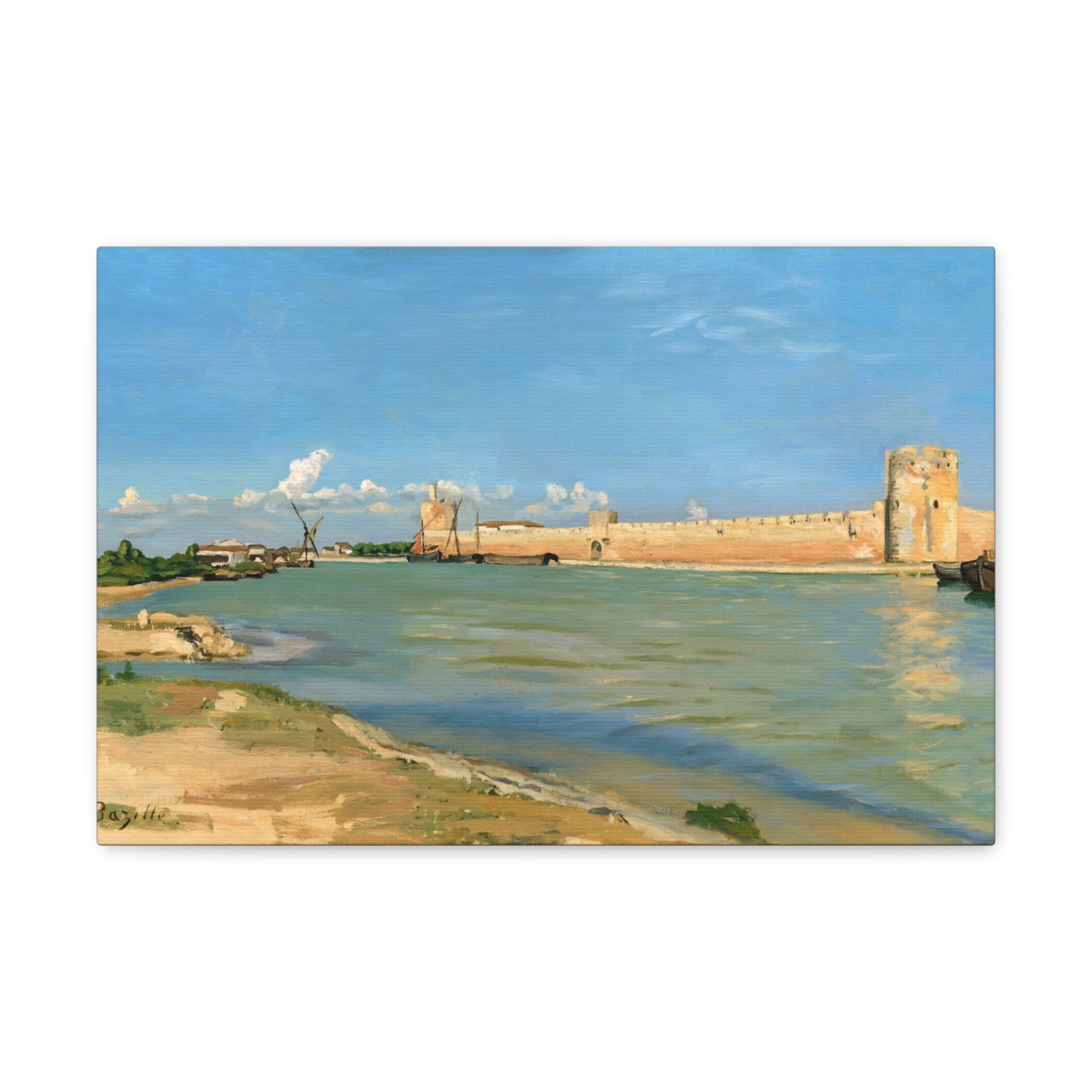 The Western Ramparts at Aigues-Mortes by Frederic Bazille Canvas Print