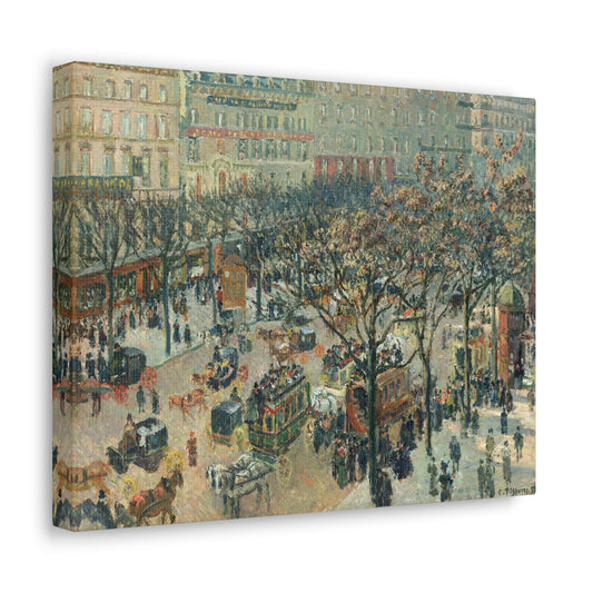 Boulevard des Italiens, Morning, Sunlight by Camille Pissarro Canvas Print