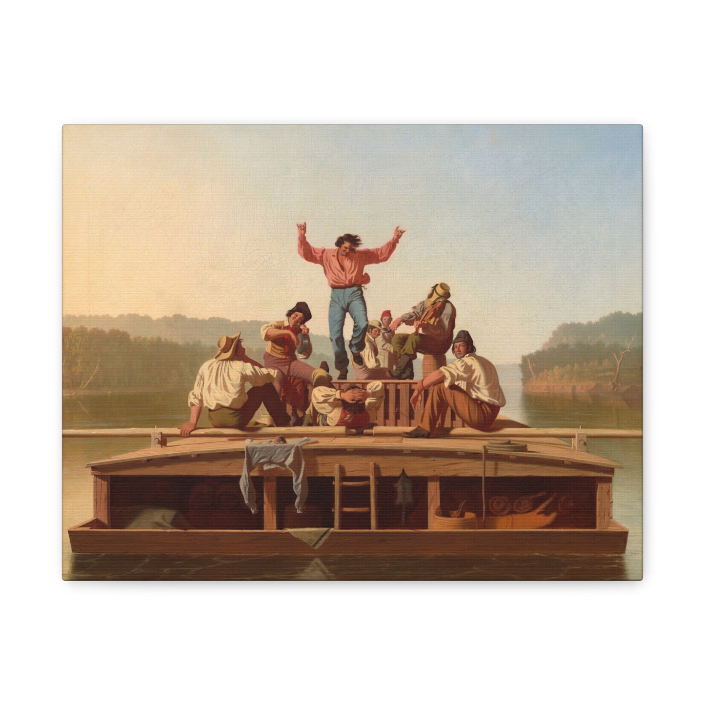 The Jolly Flatboatmen by George Caleb Bingham Canvas Print