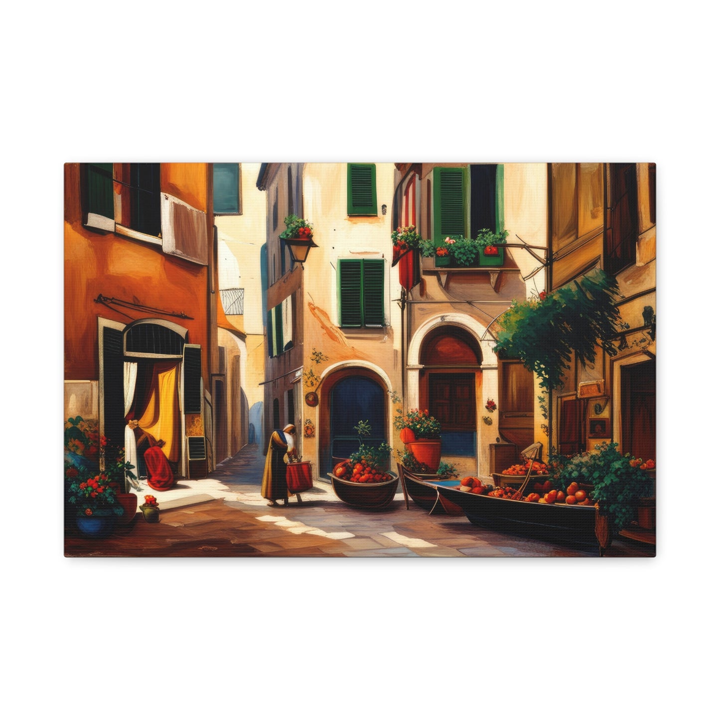 Old Woman in Tuscan Villa Painting Canvas Print