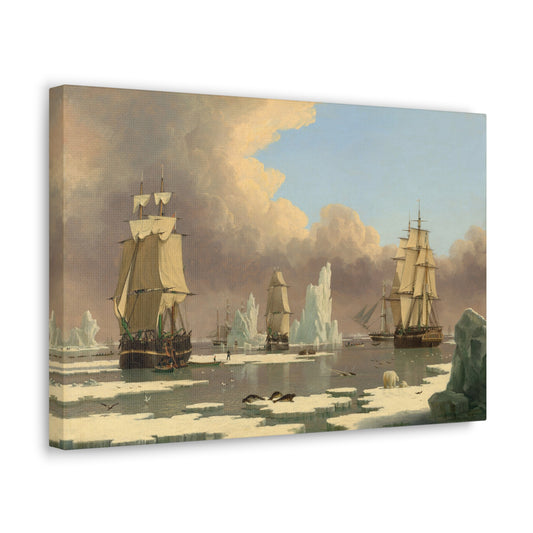 The Northern Whale Fishery: The "Swan" and "Isabella" by John Ward of Hull Canvas Print