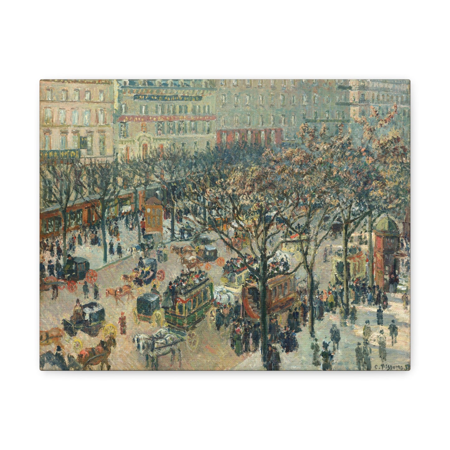 Boulevard des Italiens, Morning, Sunlight by Camille Pissarro Canvas Print