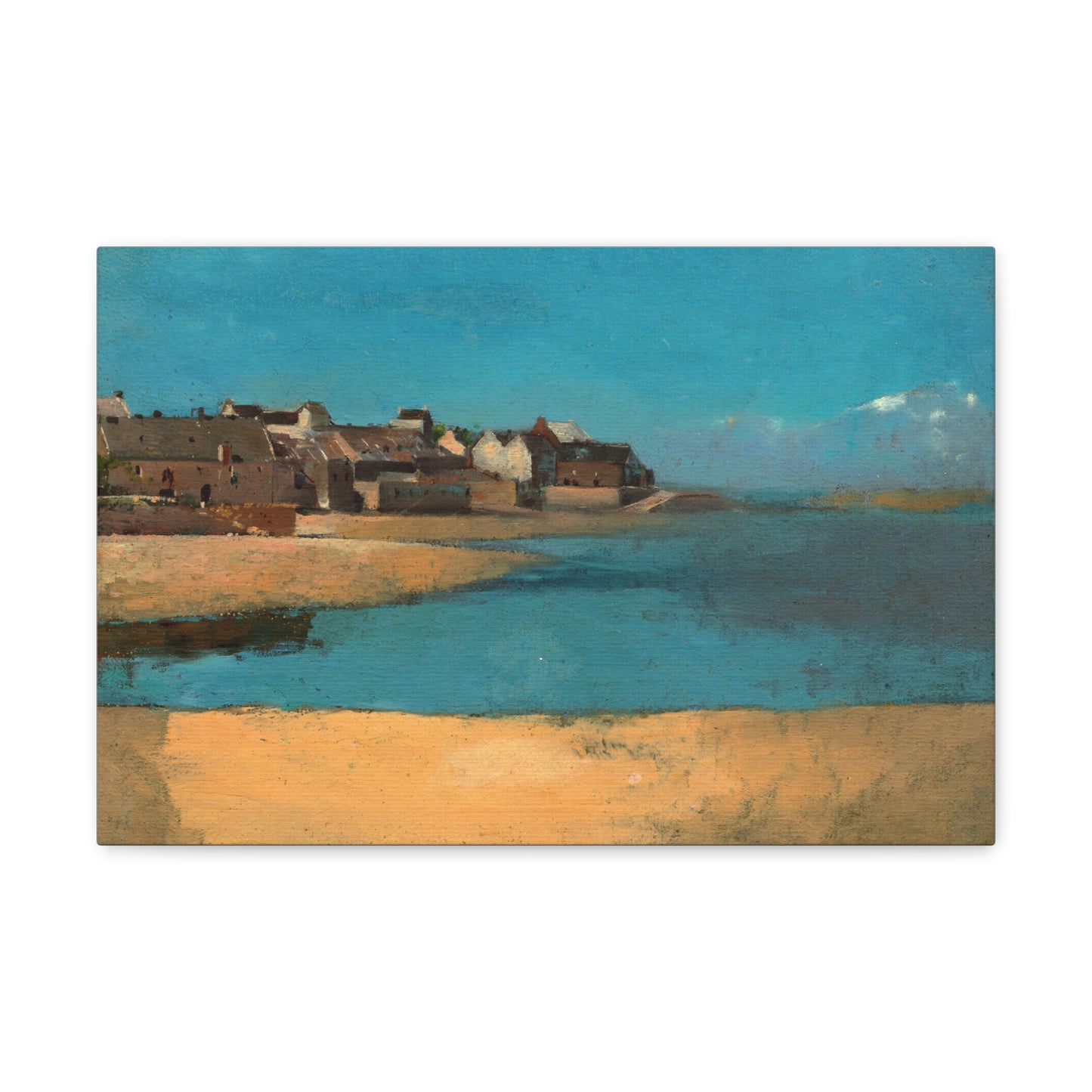 Village by the Sea in Brittany by Odilon Redon Canvas Print