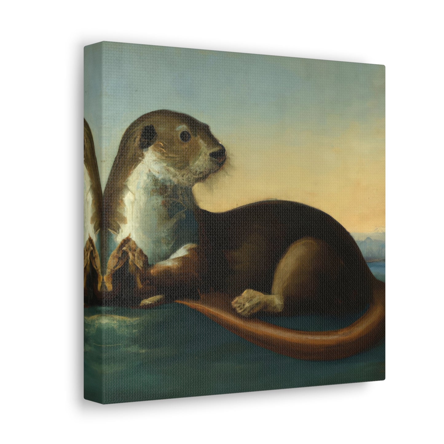 Contemplative Otter Oil Painting II Canvas Print