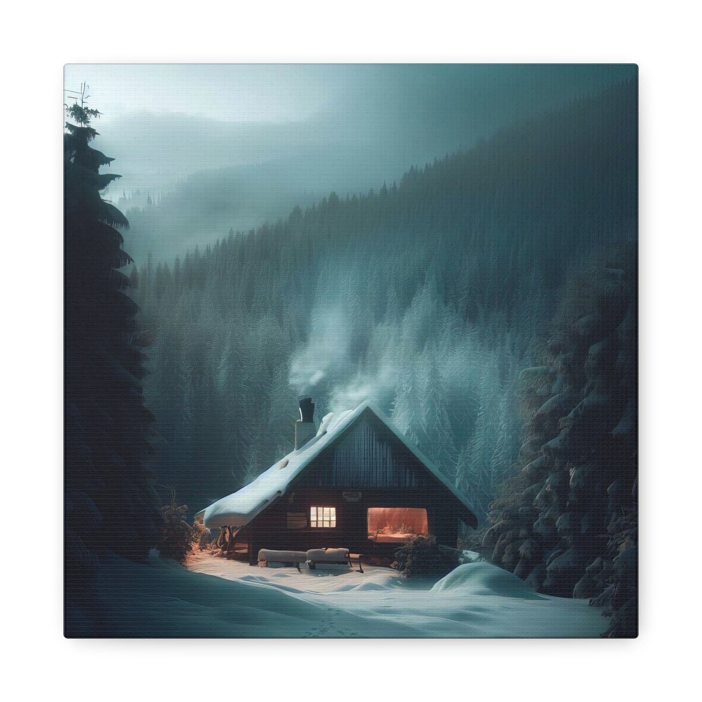 Cabin in The Snow Digital Painting I Canvas Print