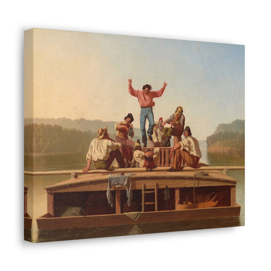 The Jolly Flatboatmen by George Caleb Bingham Canvas Print