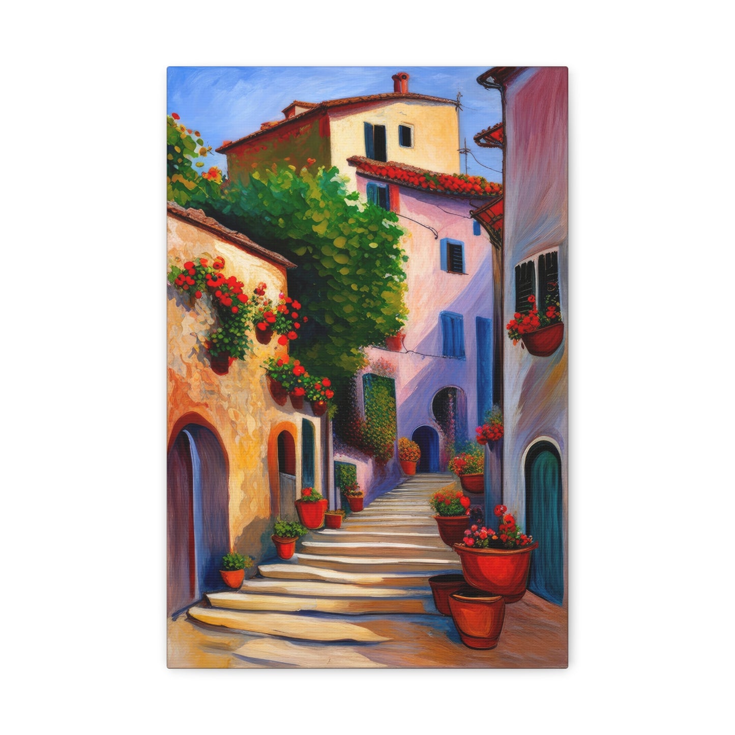 Tuscan Staircase in The Village Painting Canvas Print