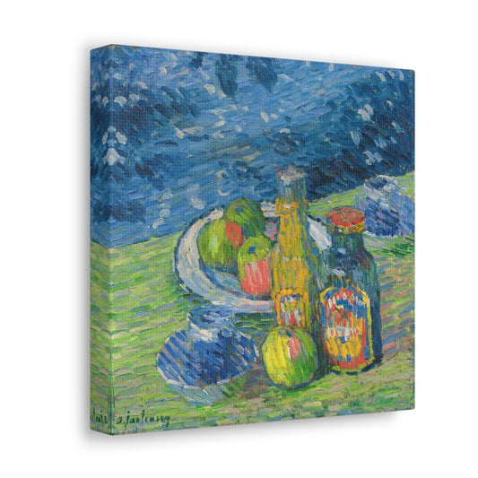 Still Life with Bottles and Fruit by Alexej von Jawlensky Canvas Print