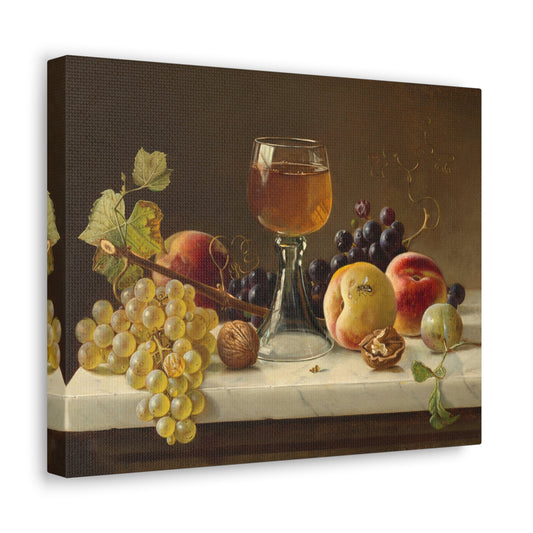 Marble Tabletop with Fruit and Wineglass by Milne Ramsey Canvas Print