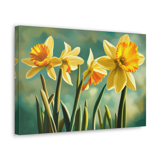 Yellow Daffodils Composition Digital Painting Canvas Print