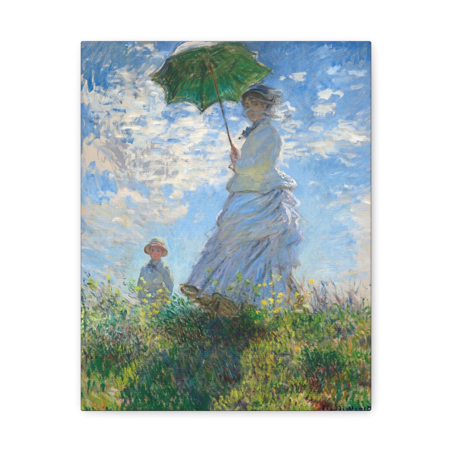 Woman with a Parasol - Madame Monet and Her Son by Claude Monet Canvas Print