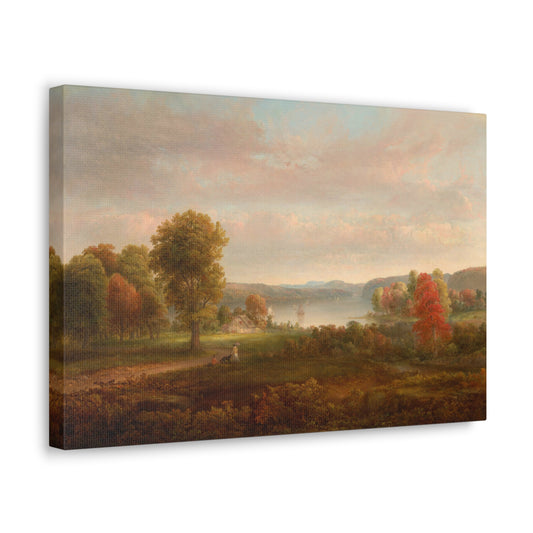 View on the Hudson in Autumn by Thomas Doughty Canvas Print