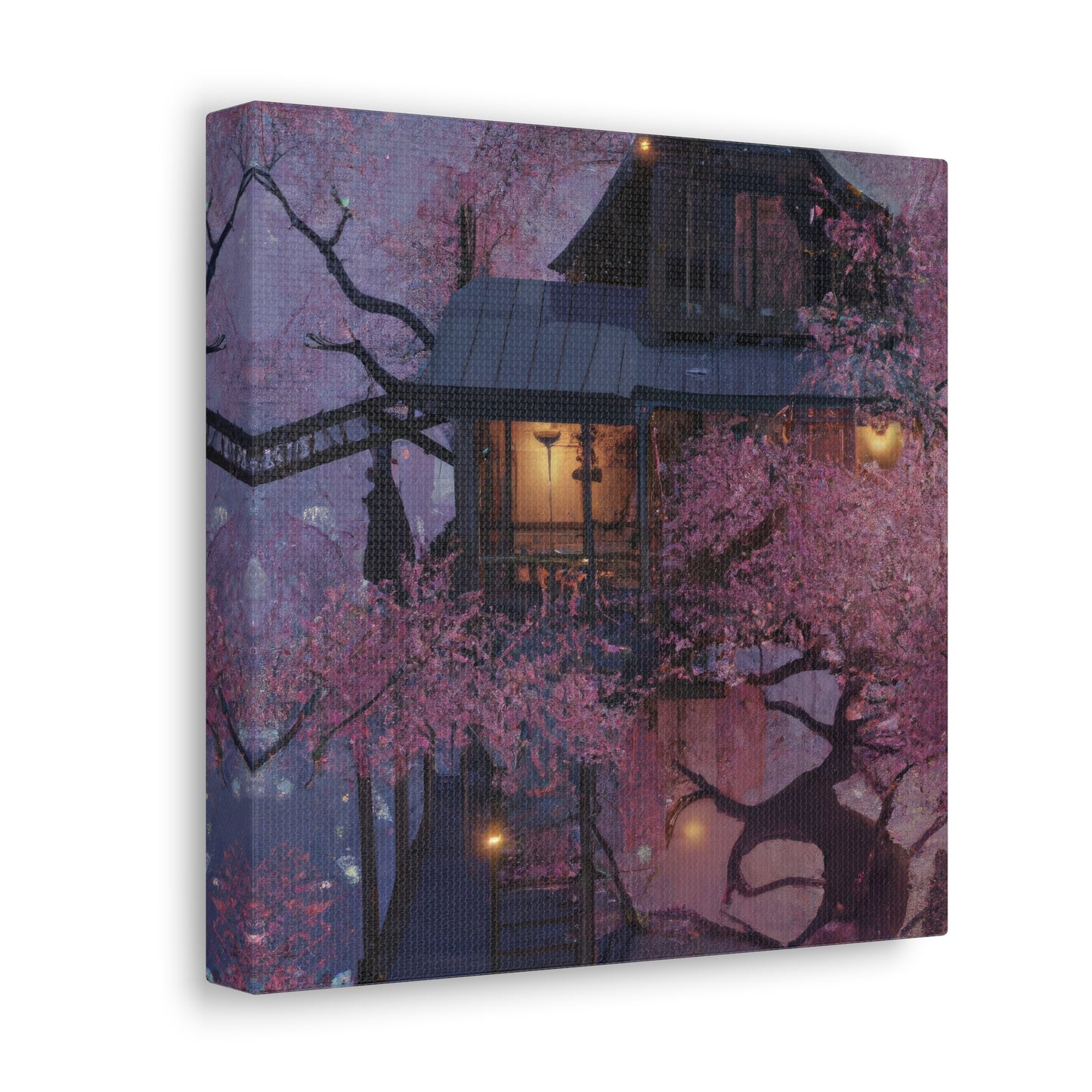 Cherry Blossom Tree House Canvas Print