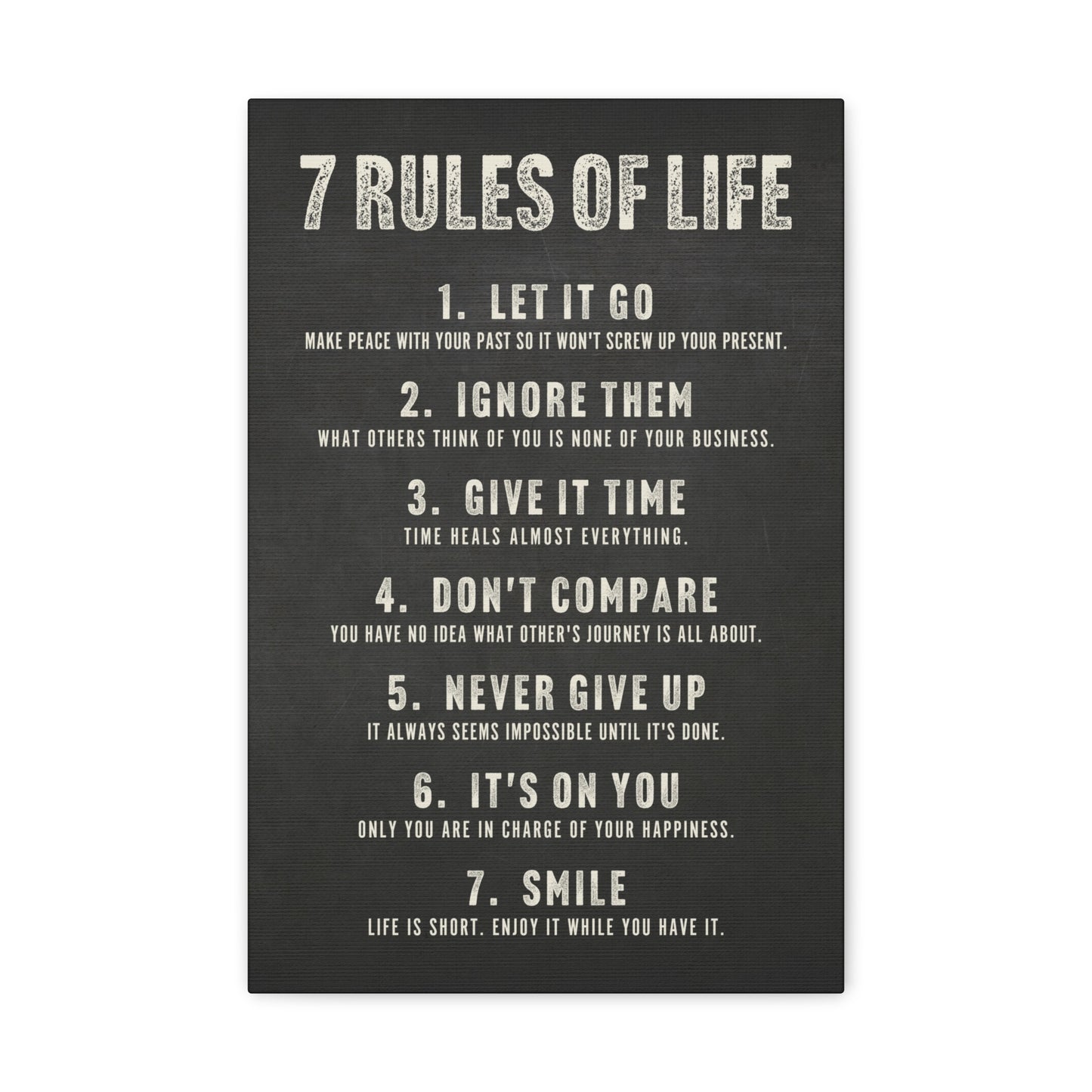 7 Rules of Life Inspirational Canvas Print