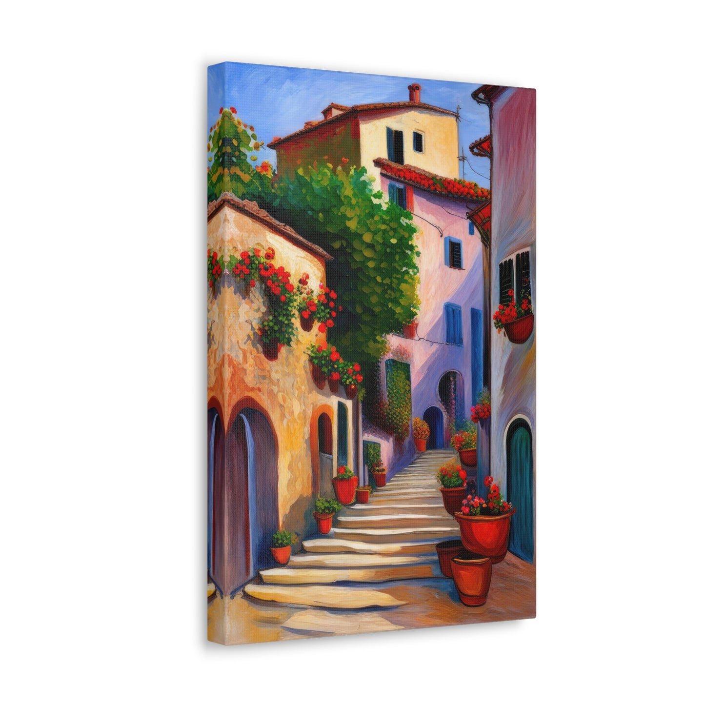 Tuscan Staircase in The Village Painting Canvas Print