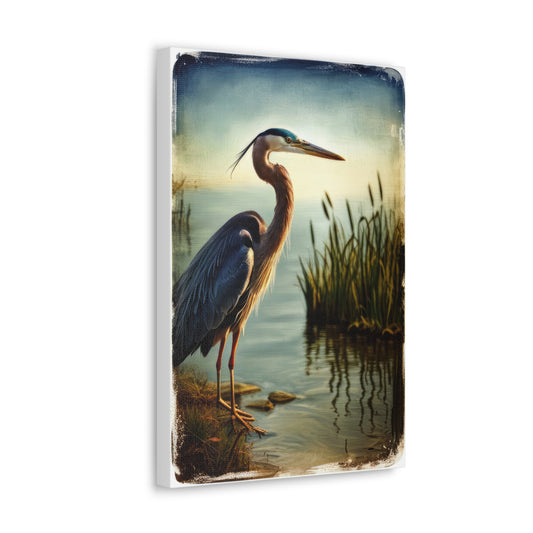 Blue Heron in A Scenic Landscape Photograph Canvas Print