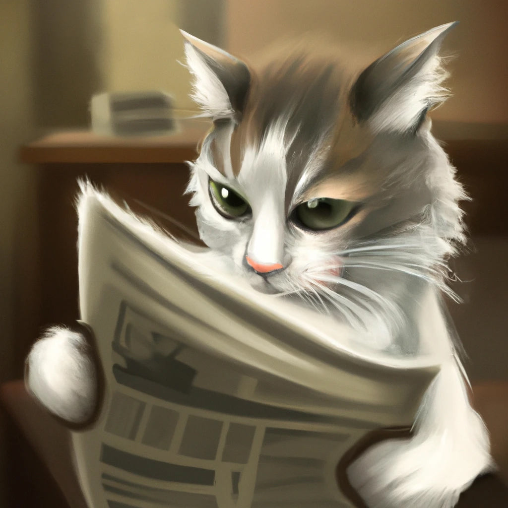 Cat Reading Newspaper II Art Print