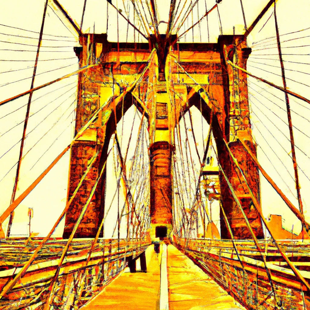 Stylized Brooklyn Bridge II Art Print