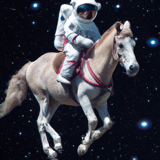 Digital Collage of an Astronaut Riding a Horse Art Print