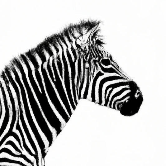 Black and White Profile View of a Zebra Art Print