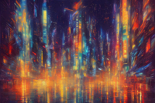 Vibrant Abstract Cityscape Buildings Art Print