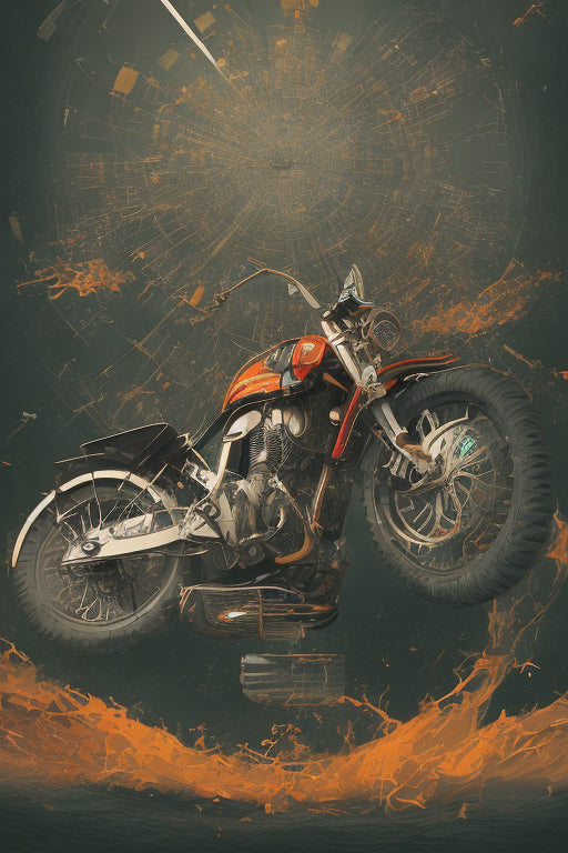 Motorcycle Going Through Lava Art Print