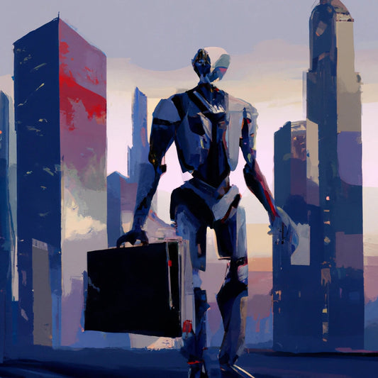 Business Robot Carrying Briefcases in The City II Art Print