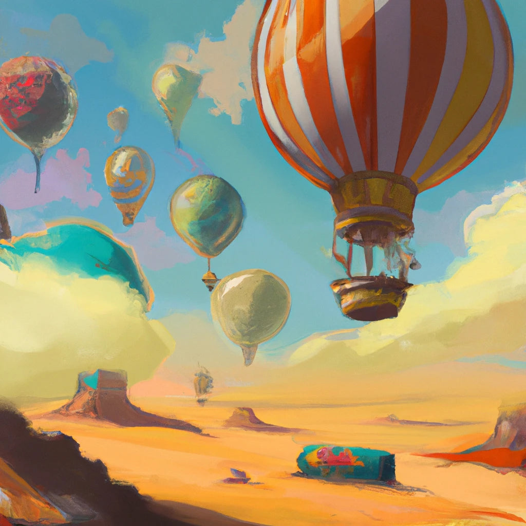 Hot Air Balloons in The Desert Art Print