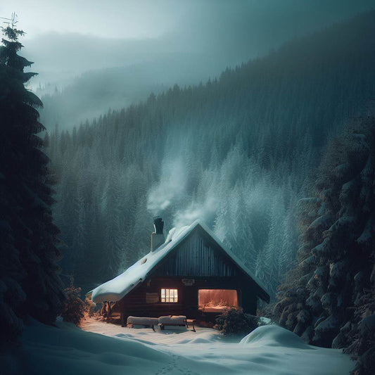 Cabin in The Snow Digital Painting I Art Print