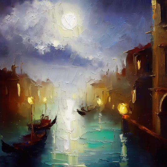 Venice at Night Oil Painting I Art Print