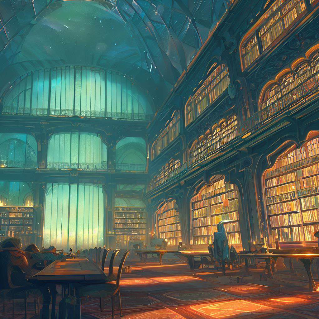 Fantasy Library at Night Digital Painting Art Print