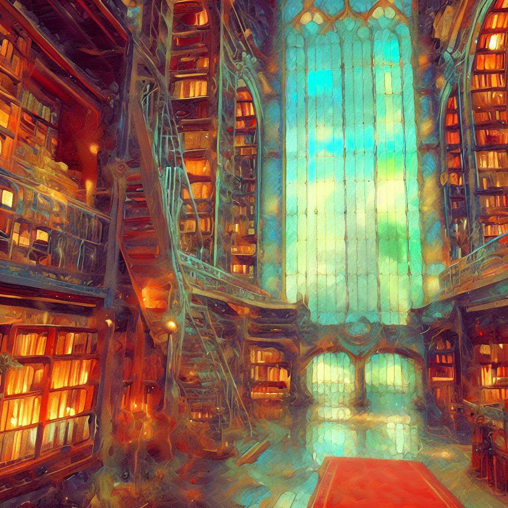 Fantasy Library Abstract Painting Art Print