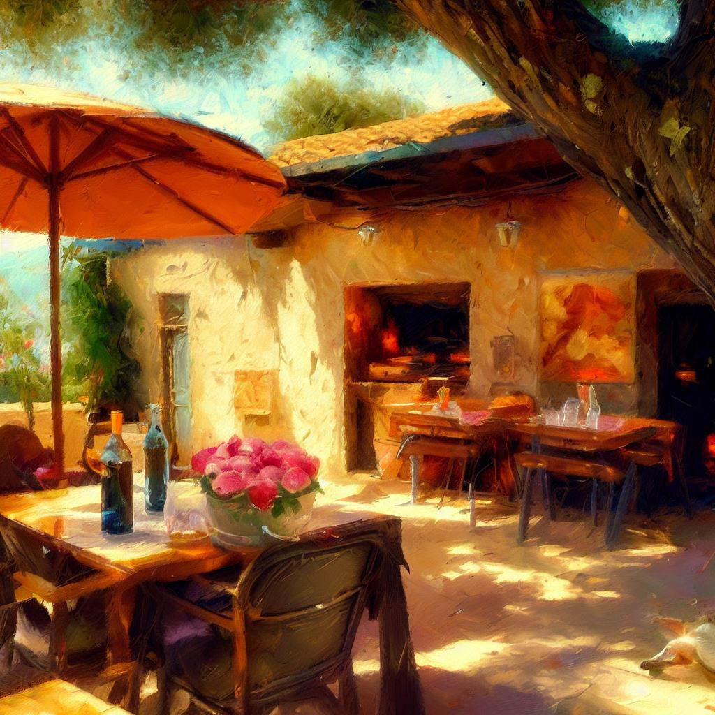 Italian Cafe Terrace Painting I Art Print