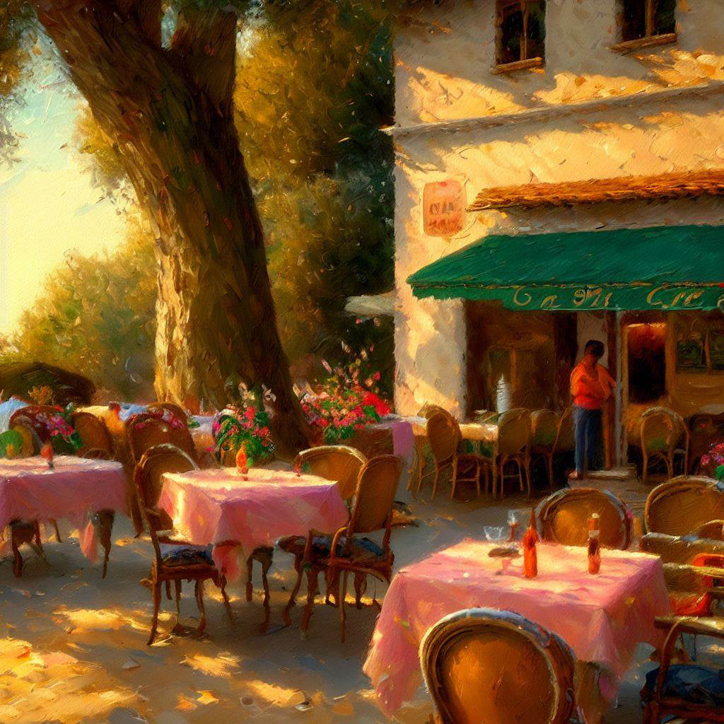 Italian Cafe Terrace Painting II Art Print