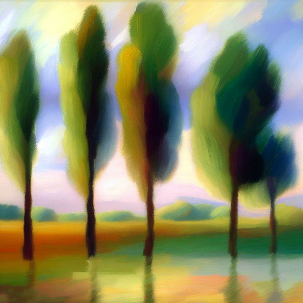 Poplar Trees Abstract Digital Painting Art Print